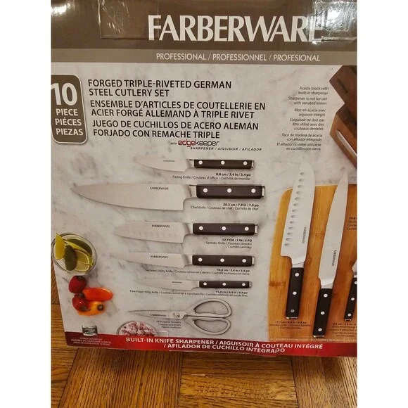 Farberware 10 piece knife set built in sharpener